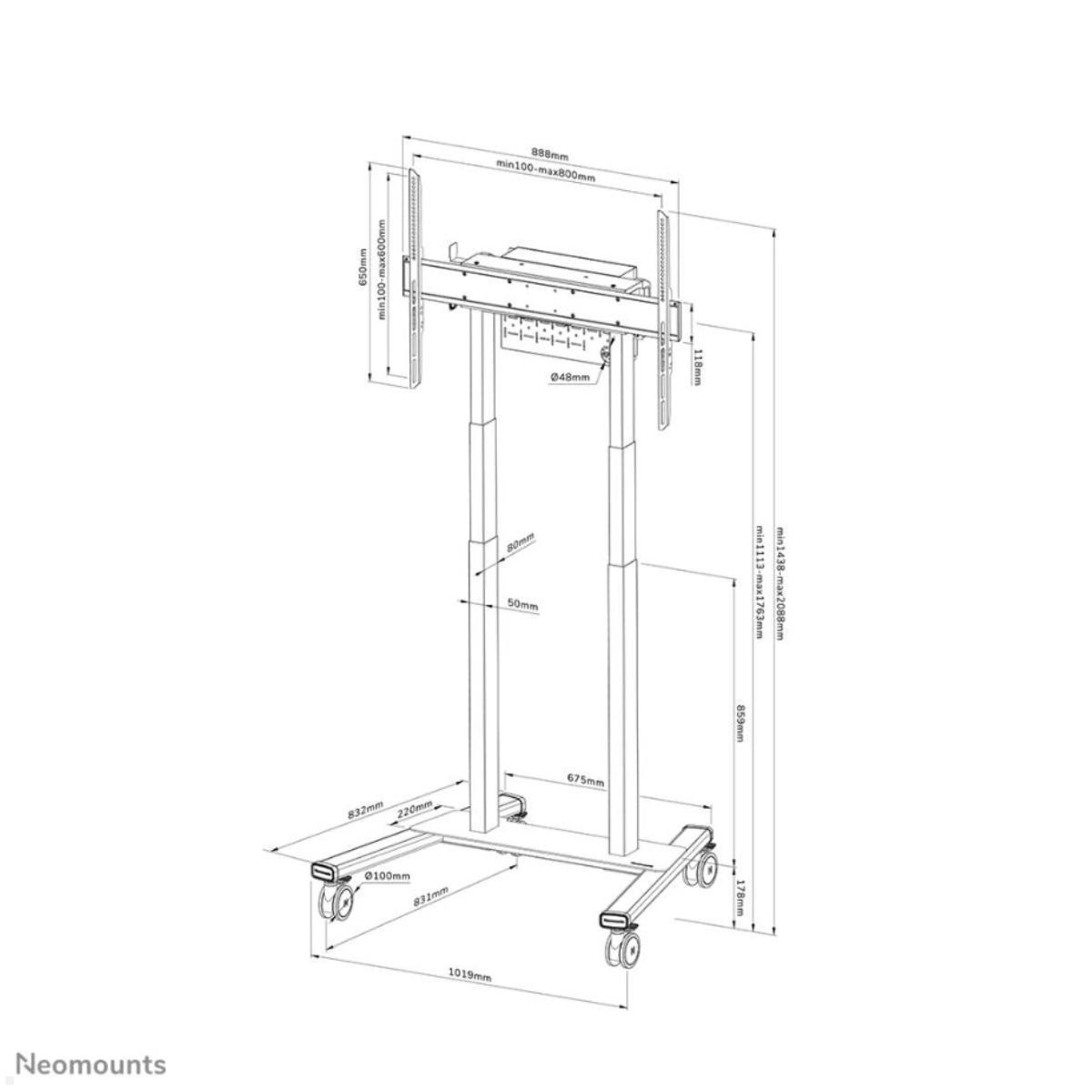 Neomounts FL55-875WH1 mobiler elektrischer Monitorständer 37 bis 100 Zoll, weiß technische Zeichnung Neomounts FL55-875WH1 mobiler elektrischer Monitorständer 37 bis 100 Zoll, weiß technische Zeichnung