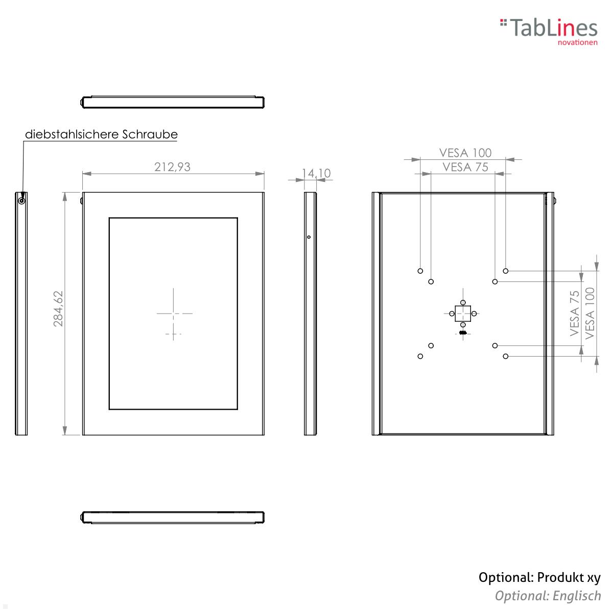 TabLines TSG084E Tablet Schutzgehäuse für Microsoft Surface Go 3, Edelstahl technische Zeichnung TabLines TSG084E Tablet Schutzgehäuse für Microsoft Surface Go 3, Edelstahl technische Zeichnung
