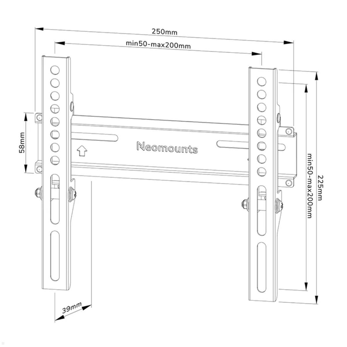 Neomounts WL30-350BL12 TV Wandhalterung 24 - 55 Zoll, schwarz, technische Zeichnung Neomounts WL30-350BL12 TV Wandhalterung 24 - 55 Zoll, schwarz, technische Zeichnung