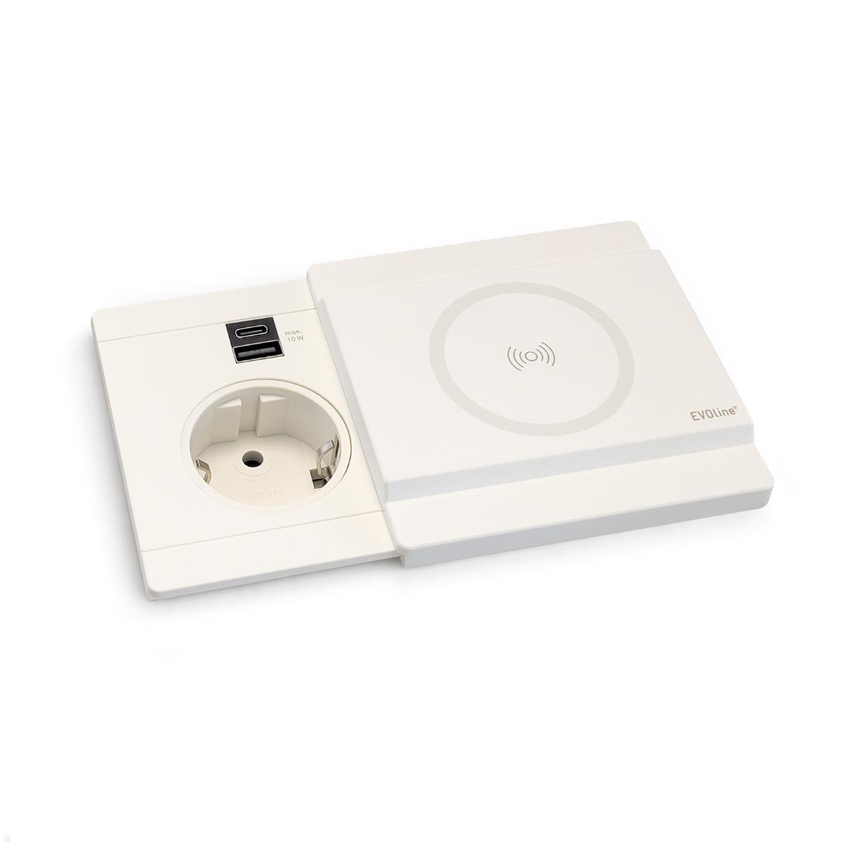 EVOline Schiebedeckel mit magnetischer Qi Ladefunktion für Circle80 USB 10W, weiß,mit Einbausteckdose (nicht enthalten)