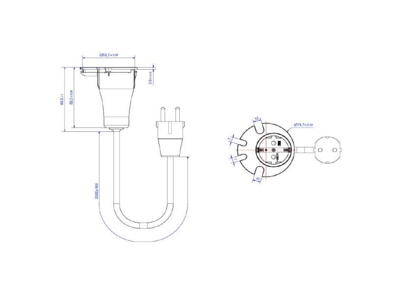 Bachmann LOOP IN Steckdose mit 4x Kabeldurchlass, weiß (938.101) Maße Bachmann LOOP IN Steckdose mit 4x Kabeldurchlass, weiß (938.101) Maße