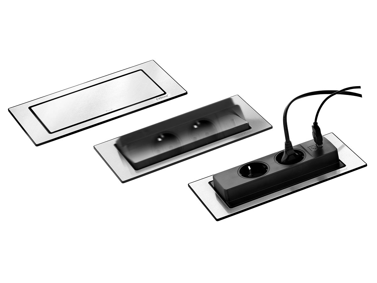 EVOLine BackFlip Standard 2x Steckdose, 1x USB Charger einfaches öffnen EVOLine BackFlip Standard 2x Steckdose, 1x USB Charger einfaches öffnen