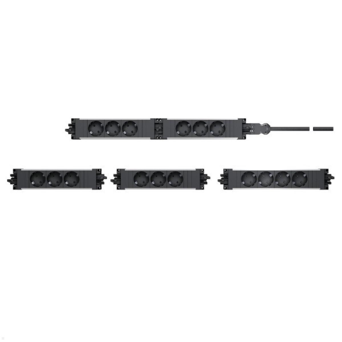 Bachmann STEP ALU 4x CEE7/3 KS GST18i3 (906.18802), kaskadierbare Steckdose