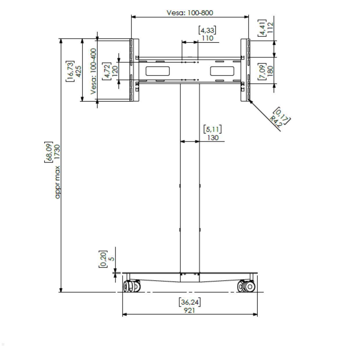 SMS Icon FH MT 1450 mobiler Monitorständer EU (K12-025-EU-1), Skizze SMS Icon FH MT 1450 mobiler Monitorständer EU (K12-025-EU-1), Skizze