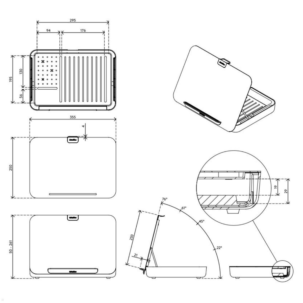 Dataflex Bento ergonomische Toolbox weiß (45.900), Maße
