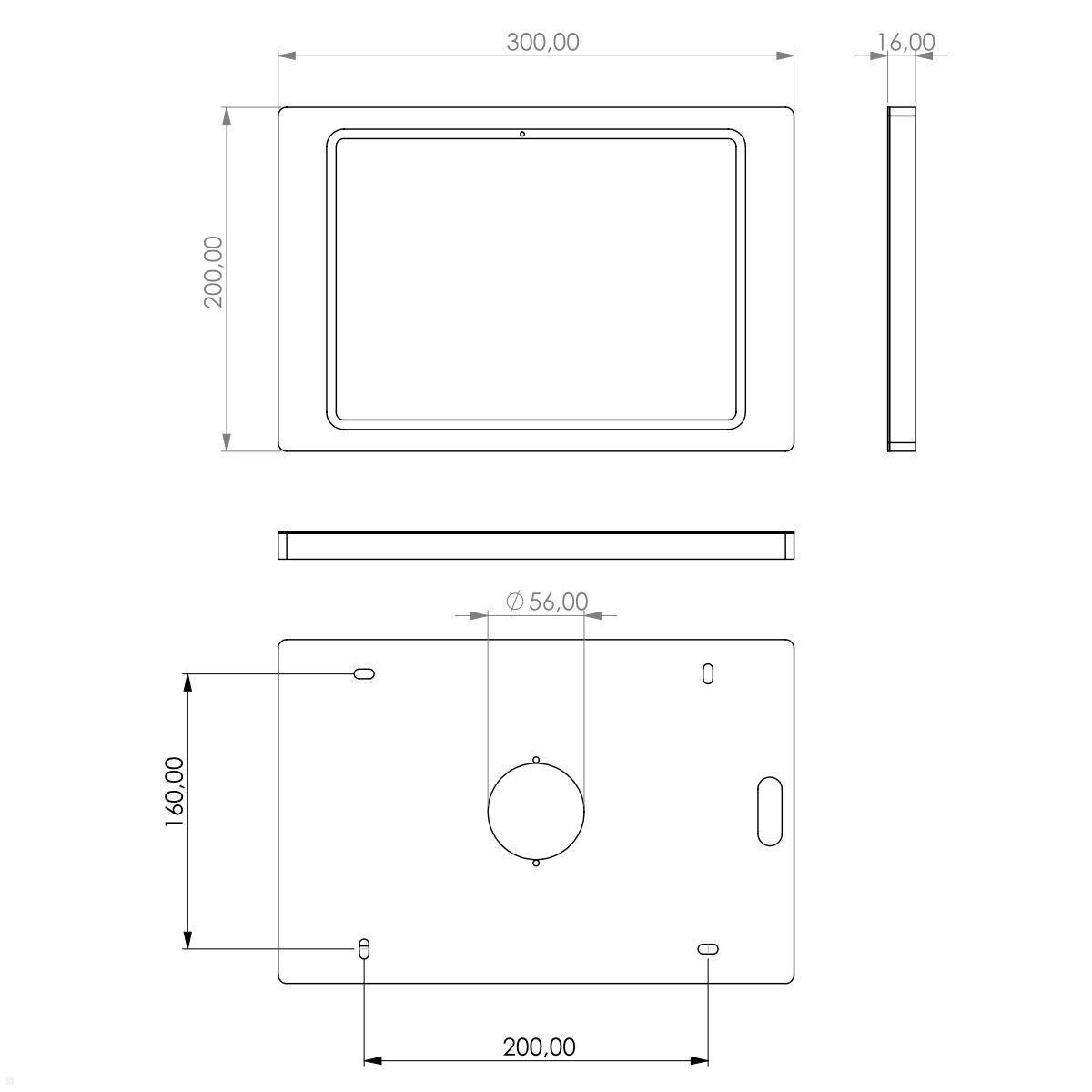 TabLines TWH059B Wandhalterung Apple iPad Air 11.0 (M2), schwarz technische Zeichnung TabLines TWH059B Wandhalterung Apple iPad Air 11.0 (M2), schwarz technische Zeichnung