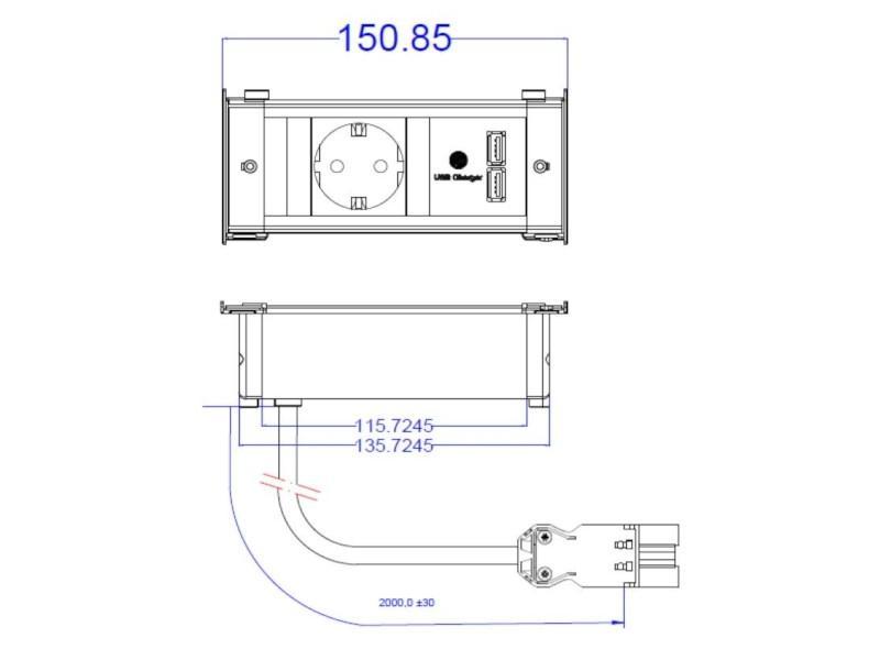 Bachmann KAPSA Einbau Steckdose USB Charger (927.251) mit GST18 Maße Bachmann KAPSA Einbau Steckdose USB Charger (927.251) mit GST18 Maße