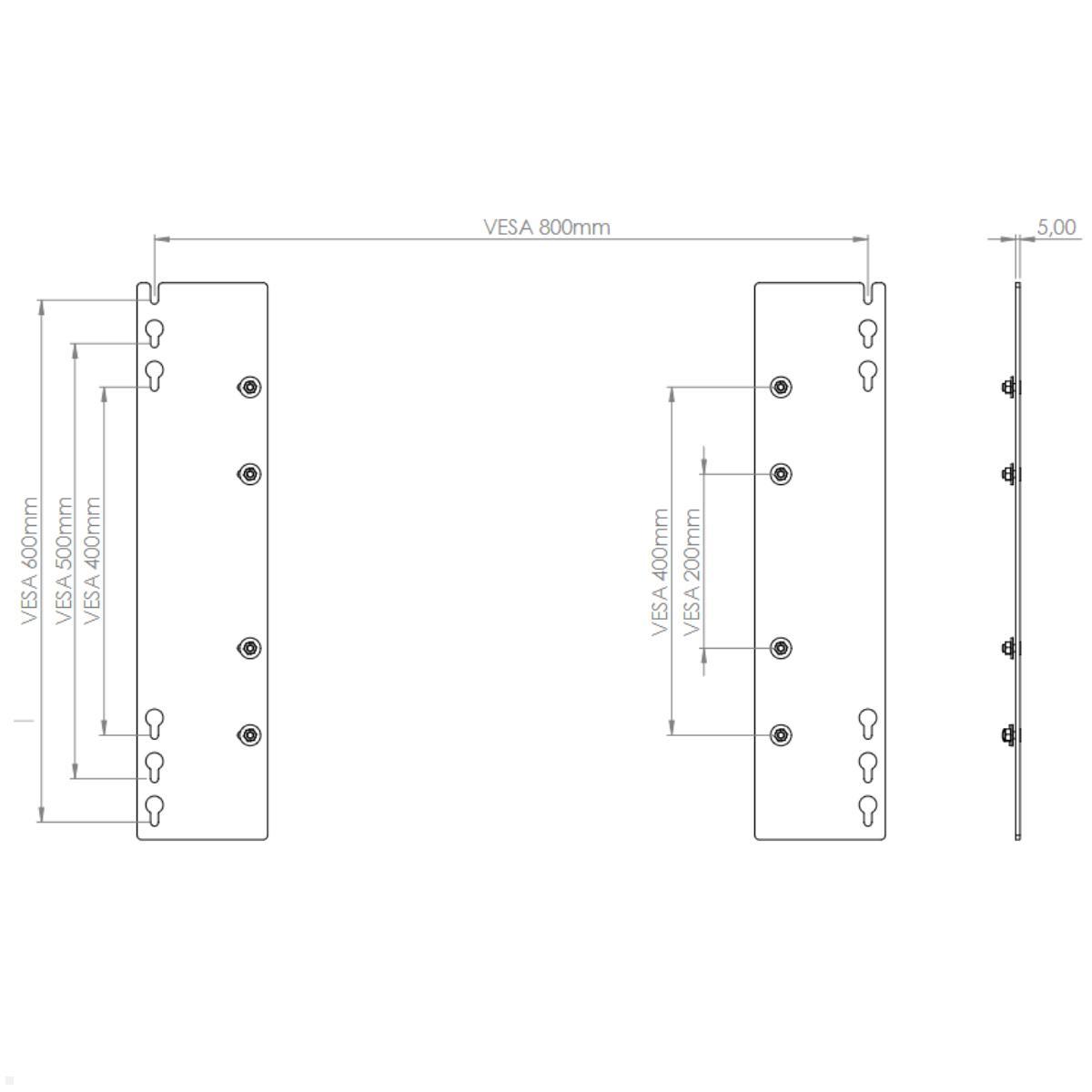 VESA Adapter 600x400 auf 800x600 MonLines V080, Zeichnung