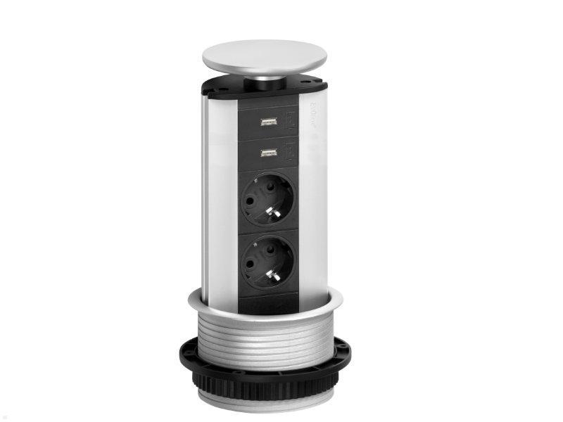 EVOline Port 2x Steckdose 2-fach USB Charger, silber EVOline Port 2x Steckdose 2-fach USB Charger, silber