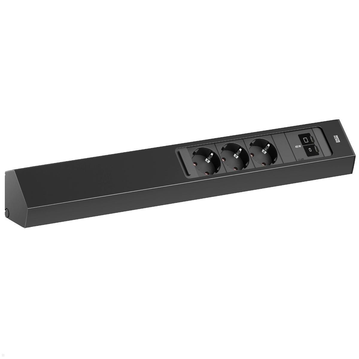 Bachmann CASIA 2 3x Steckdose 1x USB C/C 45W, 2m Zuleitung (BM0023178), schwarz