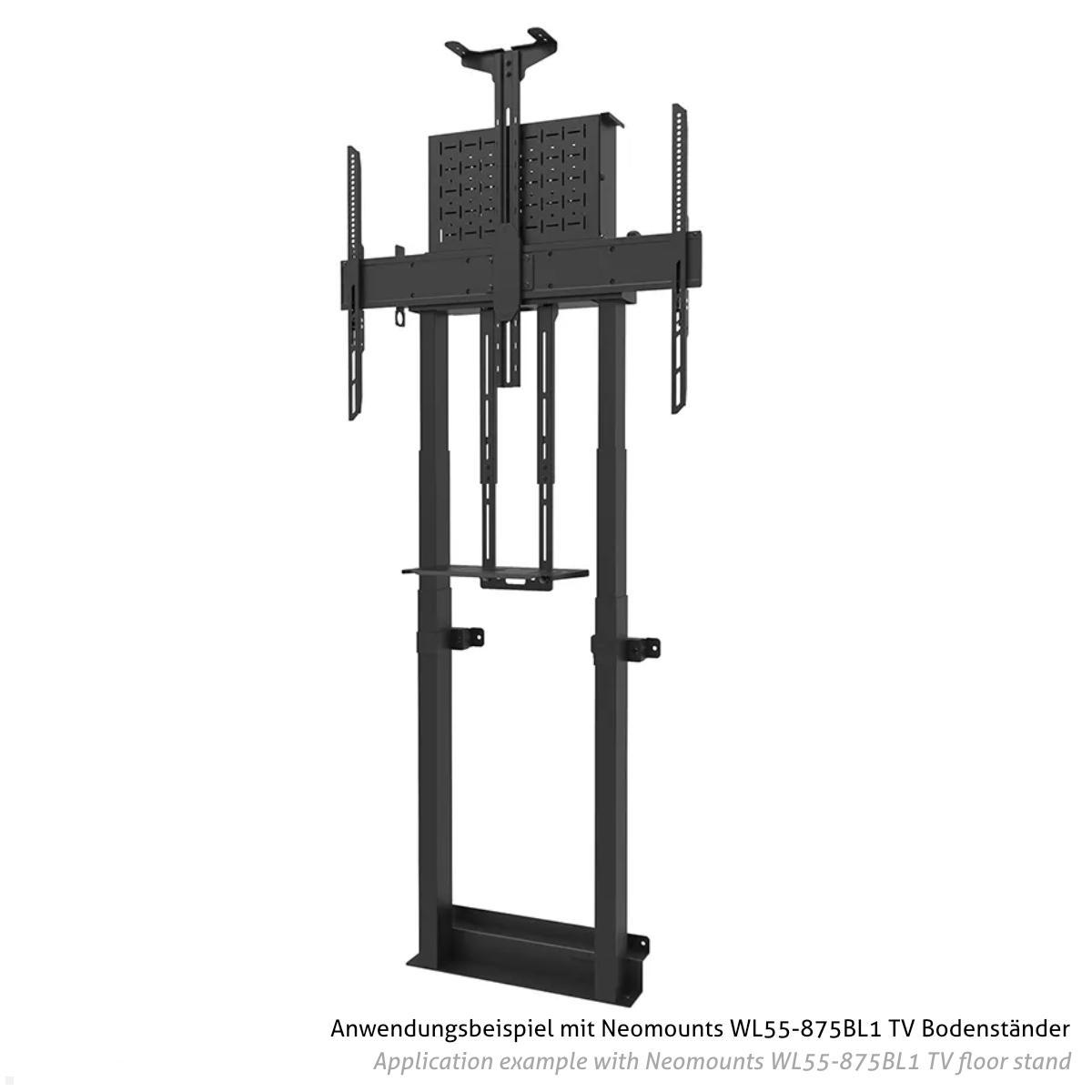Neomounts AFL-875BL1 Videobar / Multimedia Halterung für Logitech Rally Bar Anwendungsbeispiel TV Boden Wandhalter Neomounts AFL-875BL1 Videobar / Multimedia Halterung für Logitech Rally Bar Anwendungsbeispiel TV Boden Wandhalter
