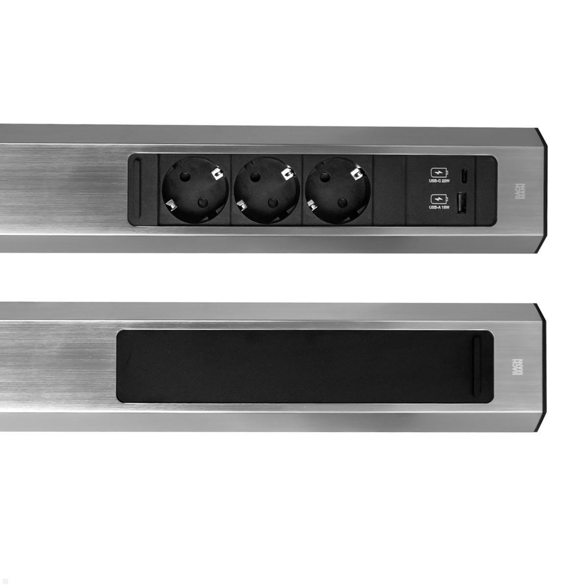 Bachmann CASIA 2 4x Steckdose (932.004) Edelstahl-Optik, im geöffnetetn und geschlossenen Zusatnd Bachmann CASIA 2 4x Steckdose (932.004) Edelstahl-Optik, im geöffnetetn und geschlossenen Zusatnd