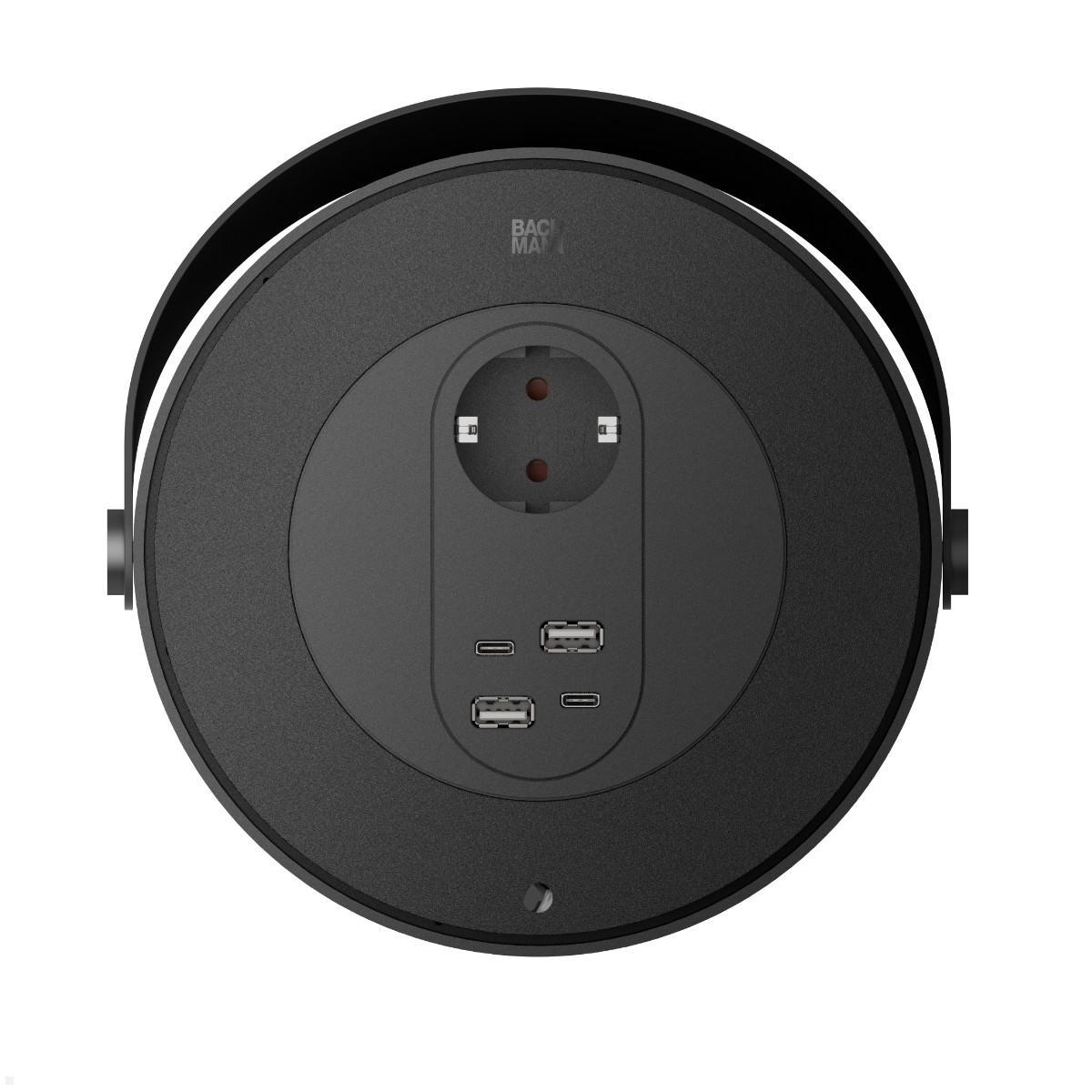 Bachmann MOV:E mit 1x CEE7/3 2x USB-C 60W 2x USB-A 15W schwarz BM0010903 obere Ansicht