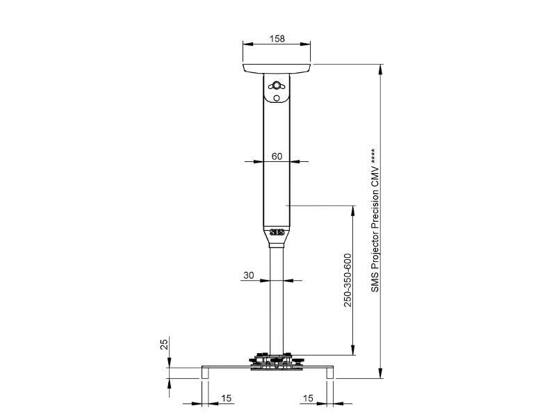 SMS Beamer Deckenhalterung CM V 1235-1735mm weiß (PP120004), Zeichnung