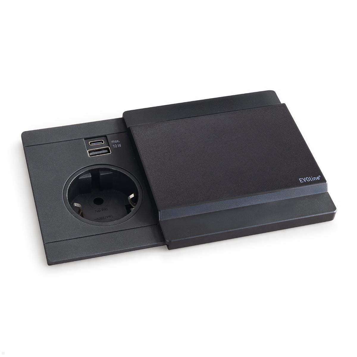 EVOline Schiebedeckel für Circle80 USB 10W, schwarz, Anwendungsbeispiel