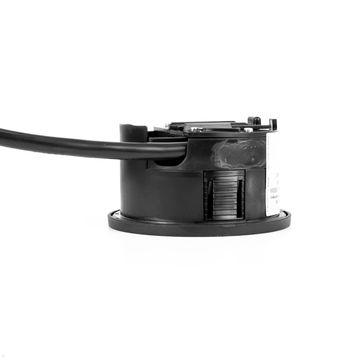 EVOline Circle80 Einbausteckdose mit USB-Doppelcharger A/C, Blende USB 3.0, Seitenansicht EVOline Circle80 Einbausteckdose mit USB-Doppelcharger A/C, Blende USB 3.0, Seitenansicht