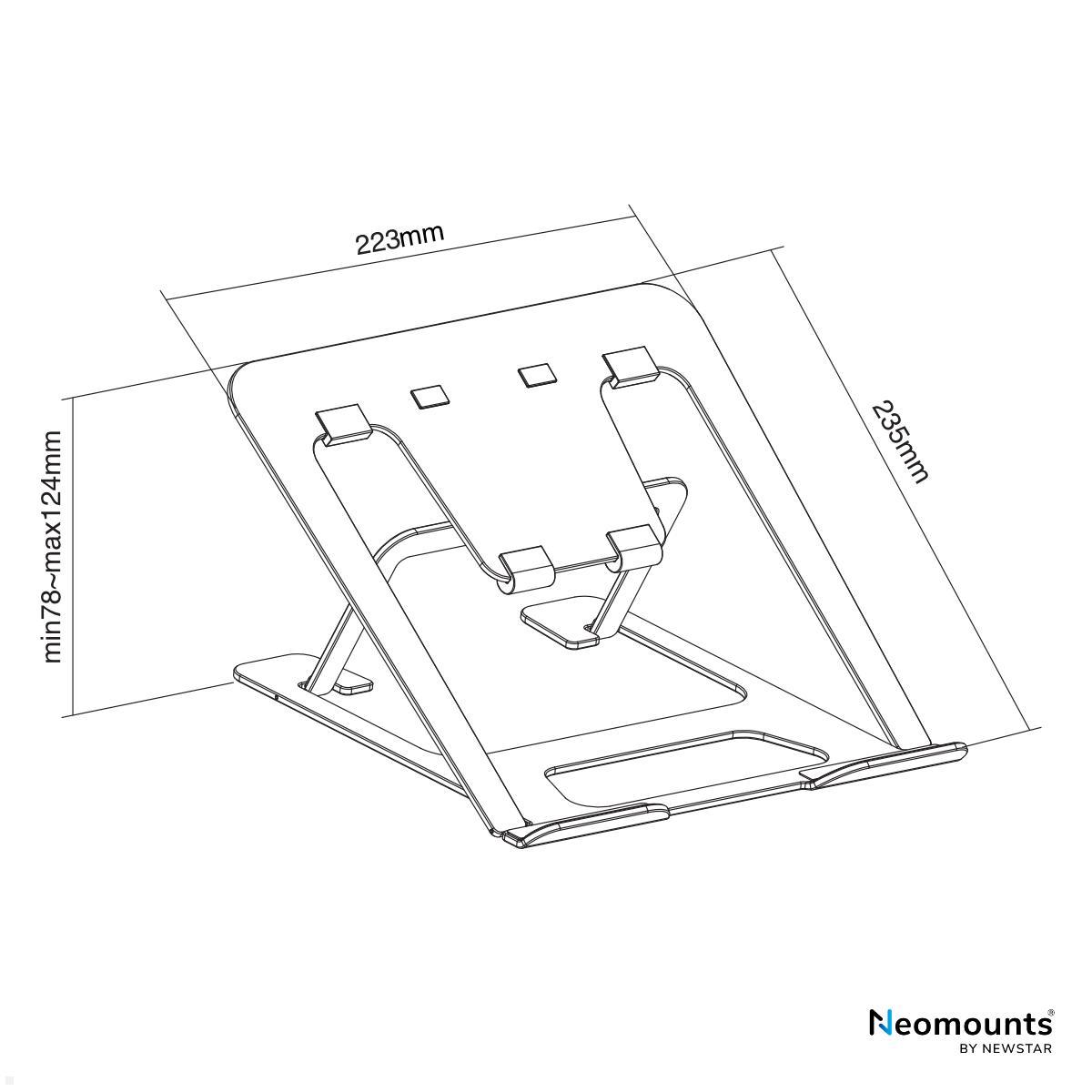 Neomounts NSLS085GREY Laptopständer bis 17 Zoll, höhenverstellbar, grau technische Zeichnung Neomounts NSLS085GREY Laptopständer bis 17 Zoll, höhenverstellbar, grau technische Zeichnung