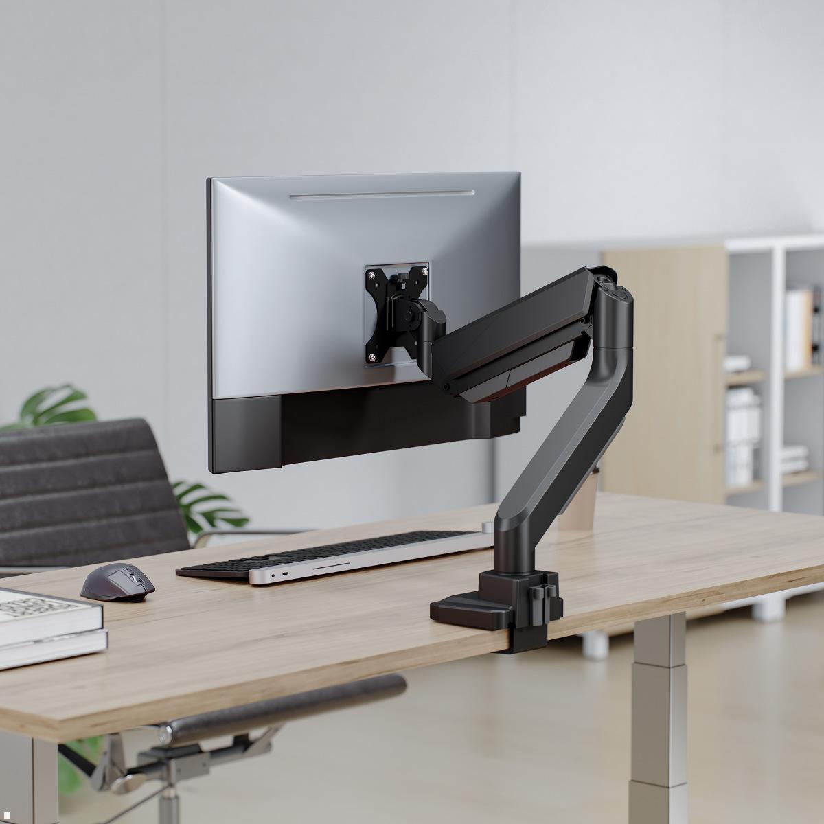 Fellowes Swing Single Monitor Tischhalterung (100091675), schwarz, Anwendungsbeispiel