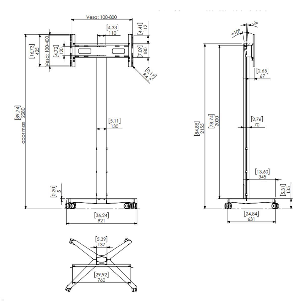 SMS Icon FH MT 2000 mobiler Monitorständer EU (K12-027-EU-7), Skizze SMS Icon FH MT 2000 mobiler Monitorständer EU (K12-027-EU-7), Skizze