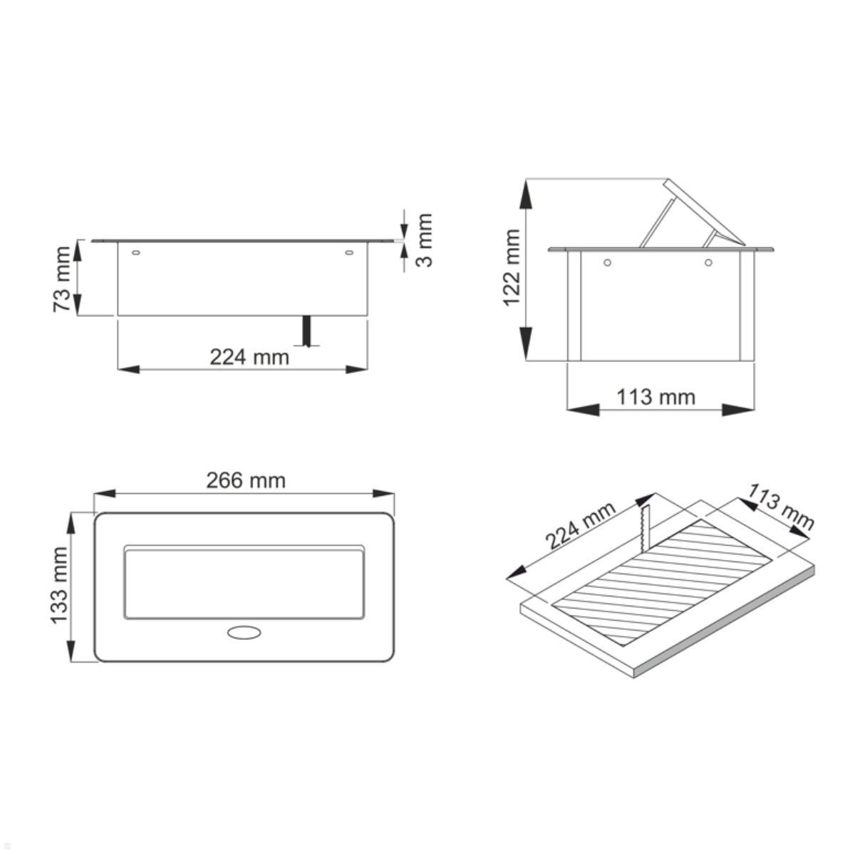 TecLines TES009W 2-fach Einbausteckdose mit USB A/C Charger, 3m Kabel, weiß, USB Ladeanschluss