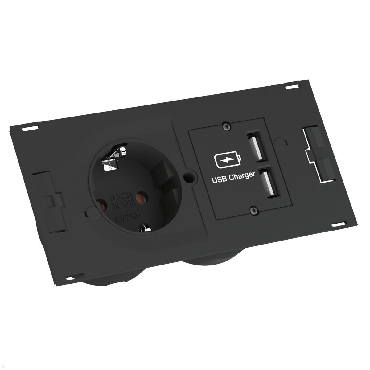 Bachmann DUE Steckdose USB-Charger A/A, Deckel, Edelstahl (929.040DE), Steckdoseneinheit Bachmann DUE Steckdose USB-Charger A/A, Deckel, Edelstahl (929.040DE), Steckdoseneinheit