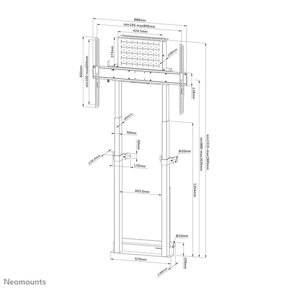 Neomounts WL55-875BL1 elektrischer TV Boden Wandhalter bis 100 Zoll, schwarz technische Zeichnung Neomounts WL55-875BL1 elektrischer TV Boden Wandhalter bis 100 Zoll, schwarz technische Zeichnung