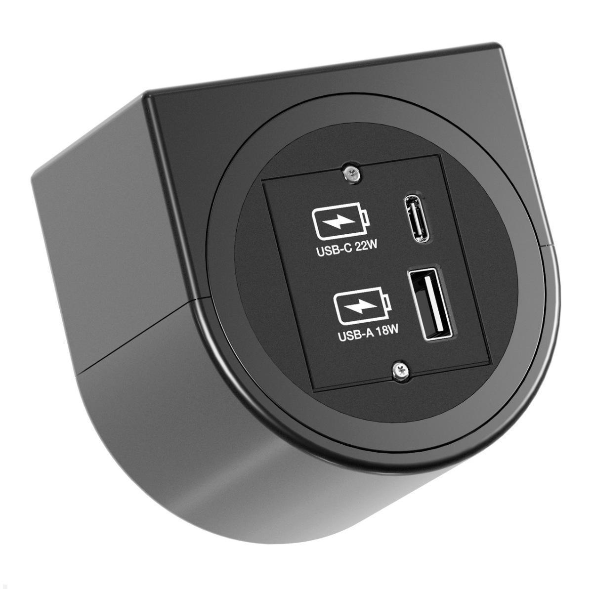 Bachmann PIX HOLDER SINGLE Steckdose für Möbel mit 1xCM, 1x USB A/C, 0,2m GST18 (BM0020085), USB A/C Charger 22W