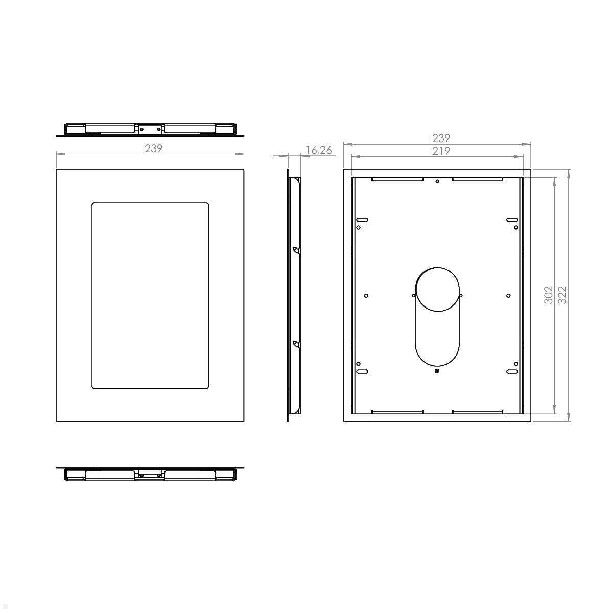 TabLines TWE104E Tablet Wandeinbau für Samsung Tab S8 11.0, Zeichnung TabLines TWE104E Tablet Wandeinbau für Samsung Tab S8 11.0, Zeichnung