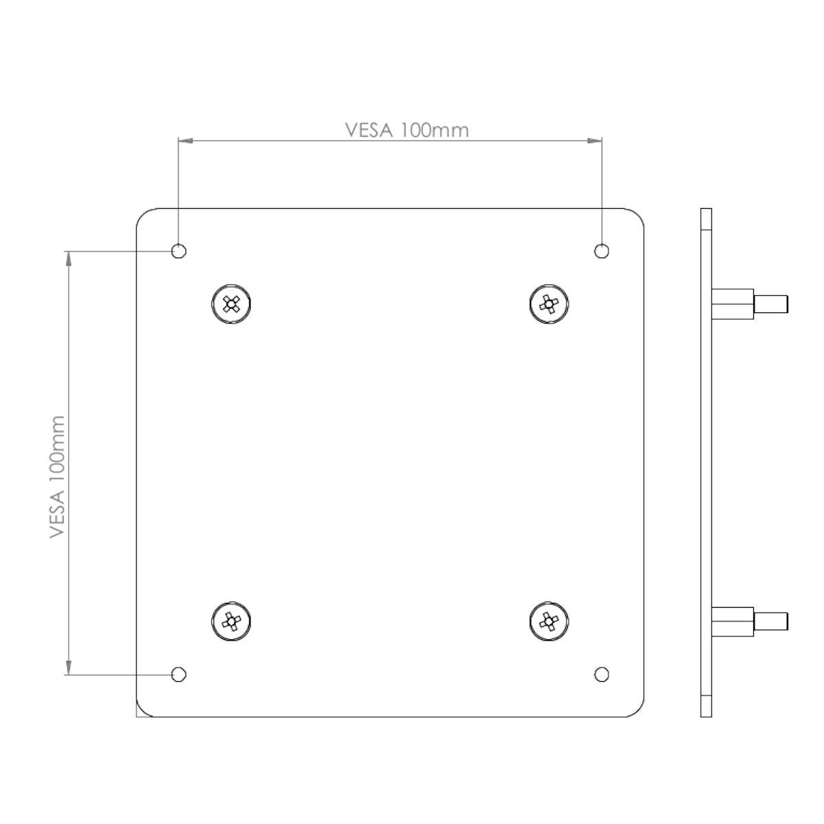 MonLines V061 VESA Adapter für Samsung C27RG50FQU, Zeichnung MonLines V061 VESA Adapter für Samsung C27RG50FQU, Zeichnung