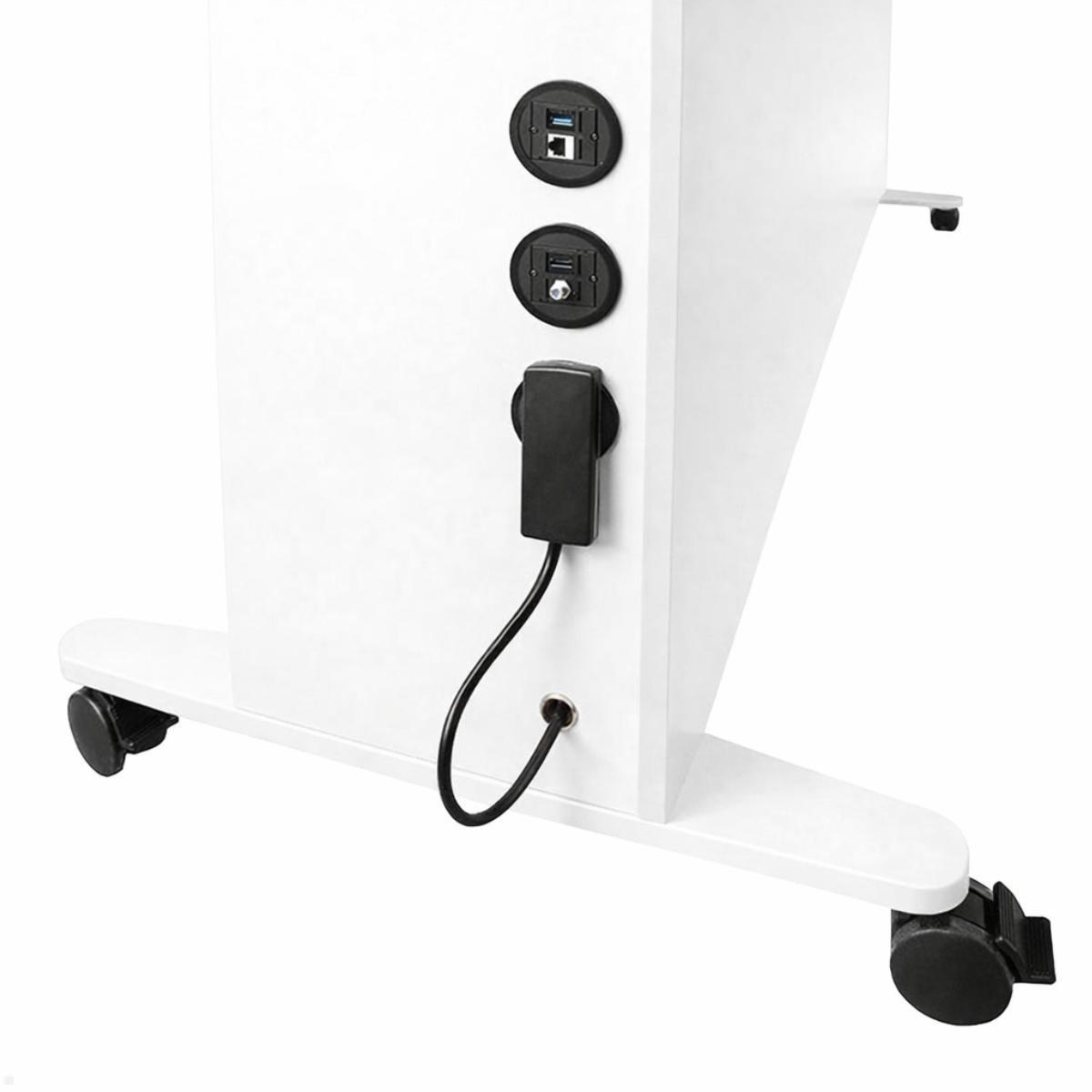 MonLines SIDEB86W mobiles Display Sideboard mit Lift bis 86 Zoll, weiß, mit Flachstecker