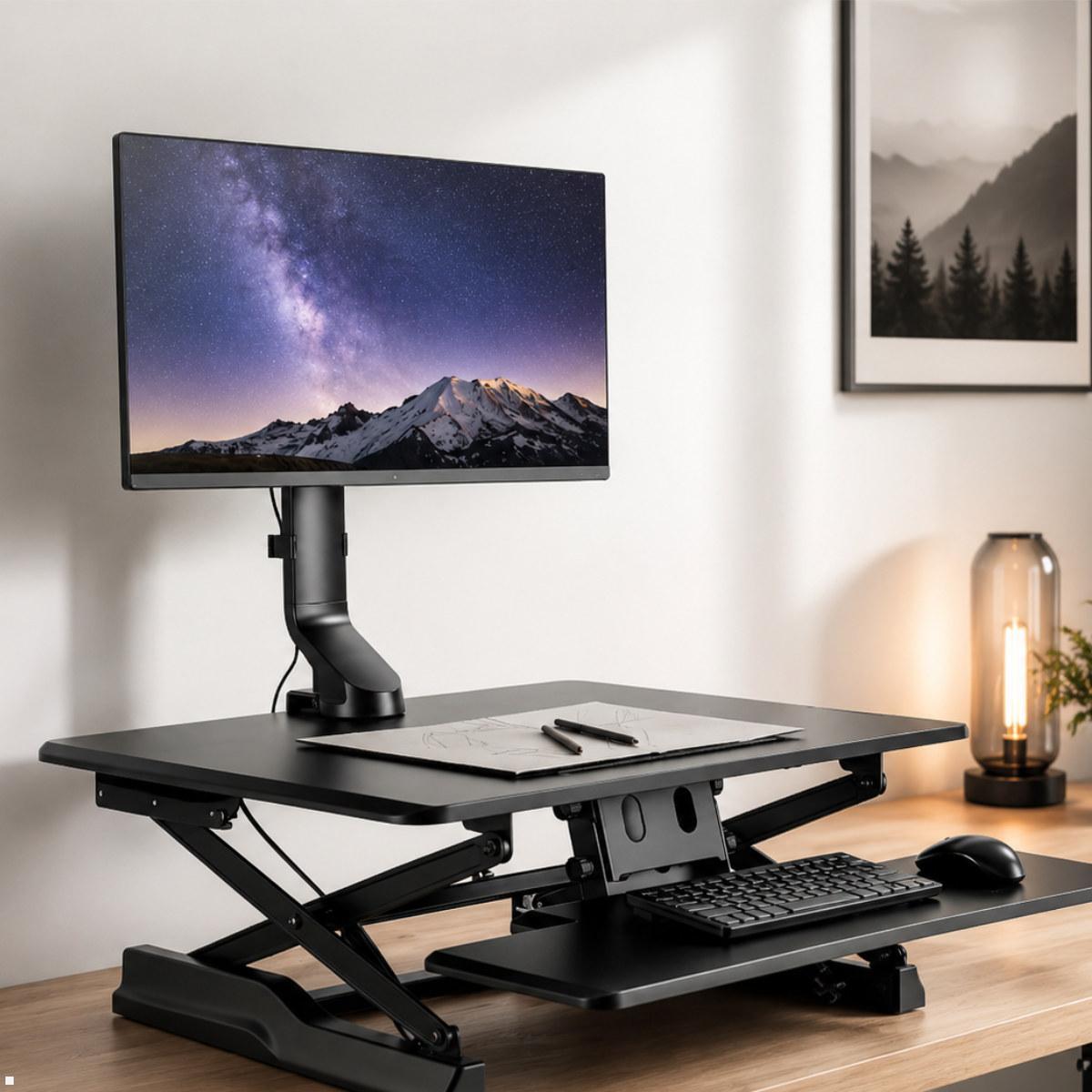 MonLines MTH014B Touchscreen Tischhalterung bis 32 Zoll, höhenverstellbar, höhenverstellbare Monitorhalterung