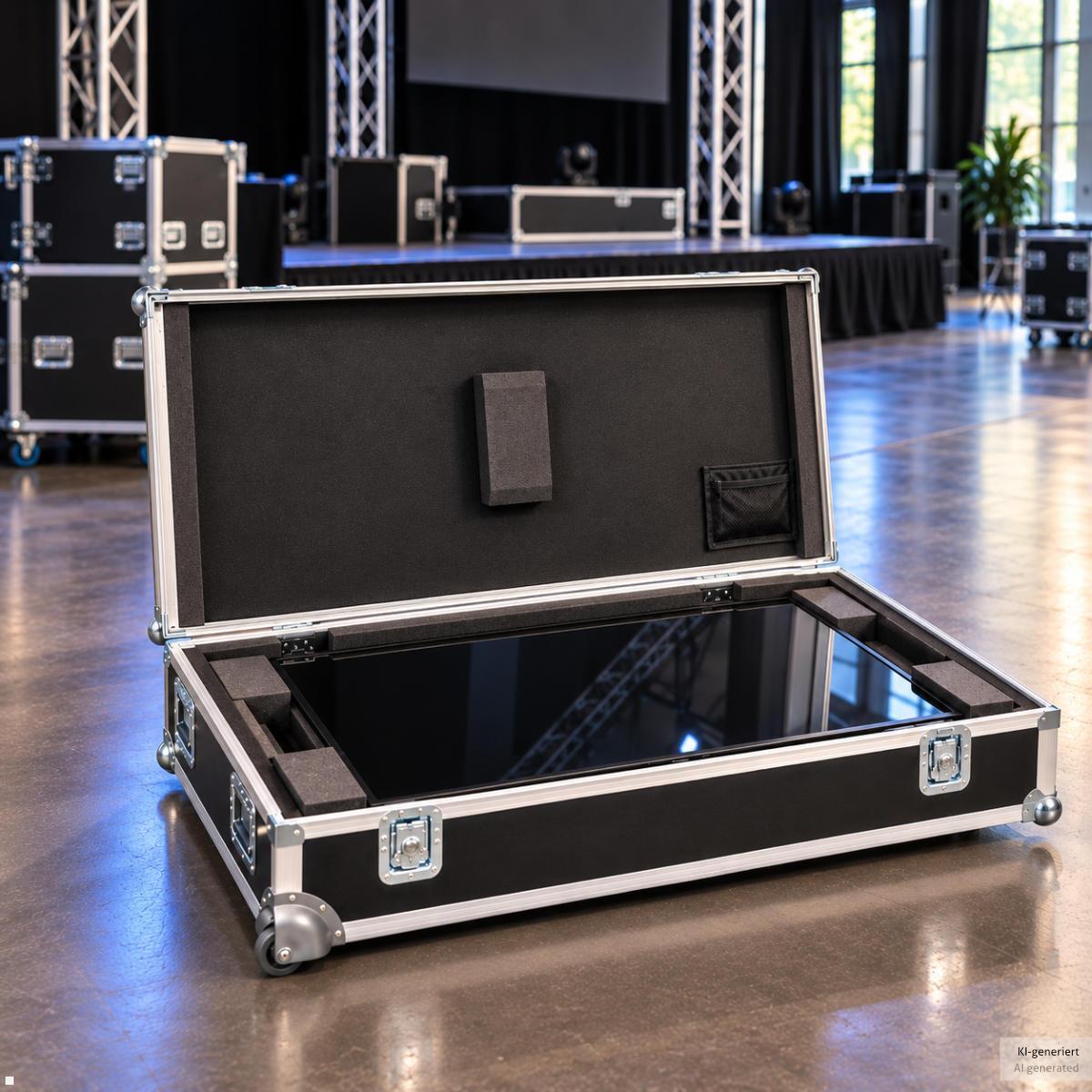 MonLines MTK055B Display Transportkoffer 55 Zoll, Flightcase Kugelecken Aluminium