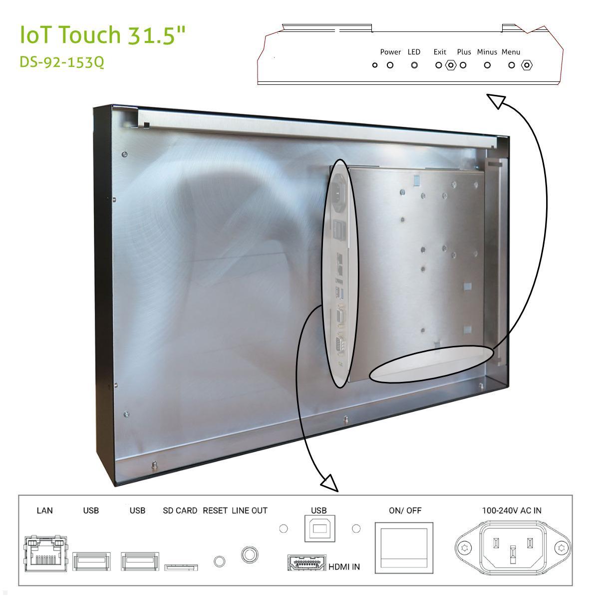 Distec BLO-Line A1 Brandschutz Monitor 31.5 Zoll IoT Touch quer (DS-92-153Q) Anschlüsse Distec BLO-Line A1 Brandschutz Monitor 31.5 Zoll IoT Touch quer (DS-92-153Q) Anschlüsse