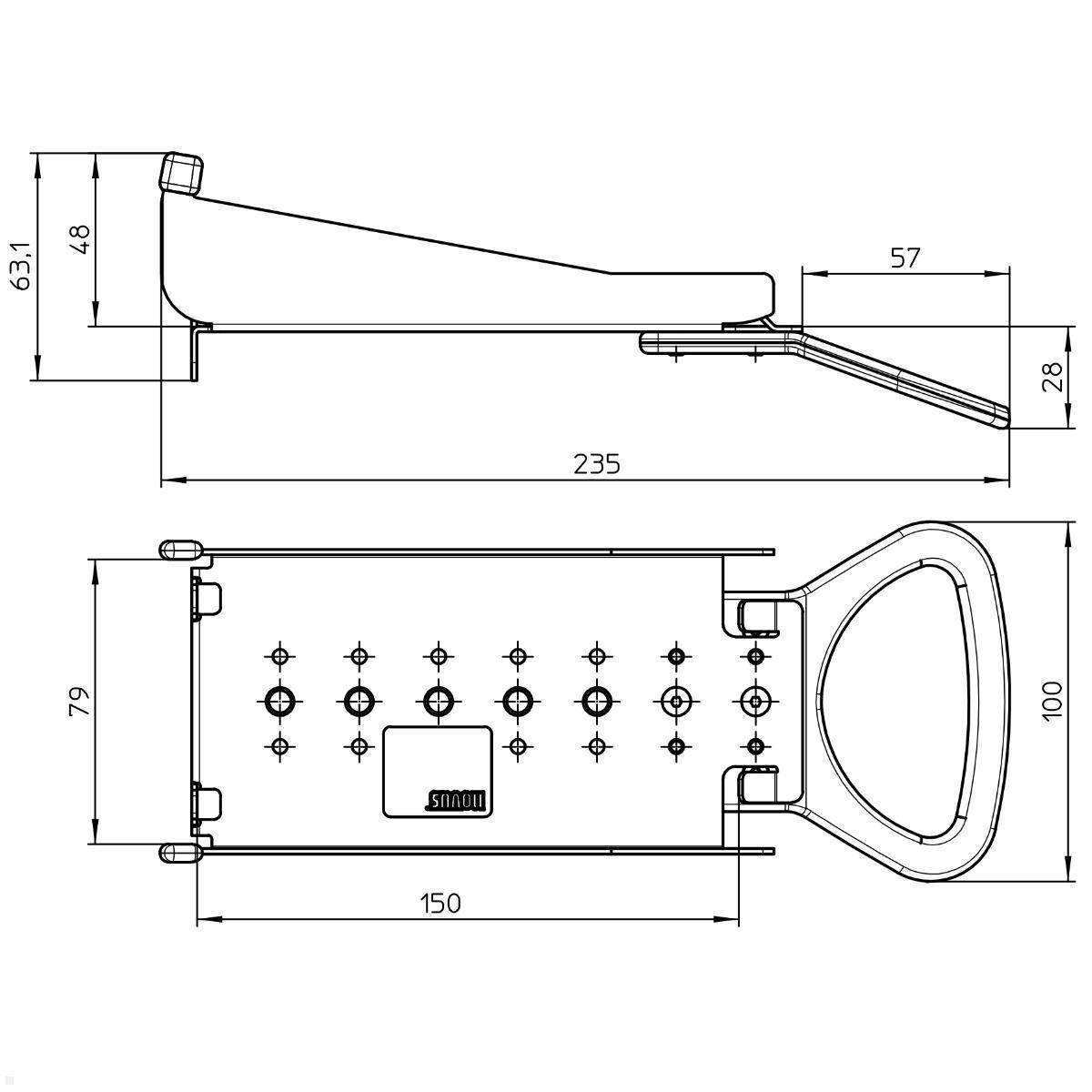Novus evo POS EC Cash Terminal Halterung CCV Base Next Terminal Zeichnung Novus evo POS EC Cash Terminal Halterung CCV Base Next Terminal Zeichnung