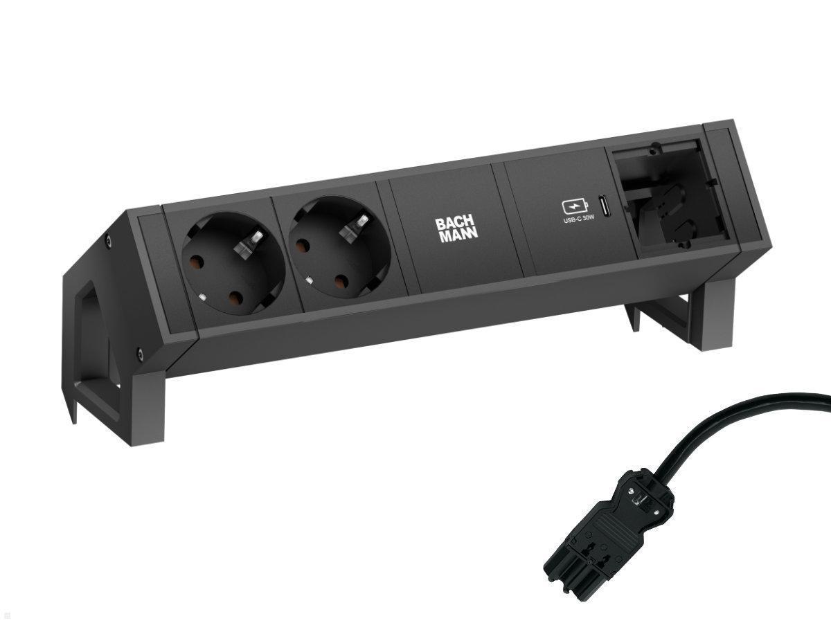 Bachmann DESK 2, 2x Steckdose, USB-C Charger 30W, CM (902.966) schwarz, Zuleitung Bachmann DESK 2, 2x Steckdose, USB-C Charger 30W, CM (902.966) schwarz, Zuleitung