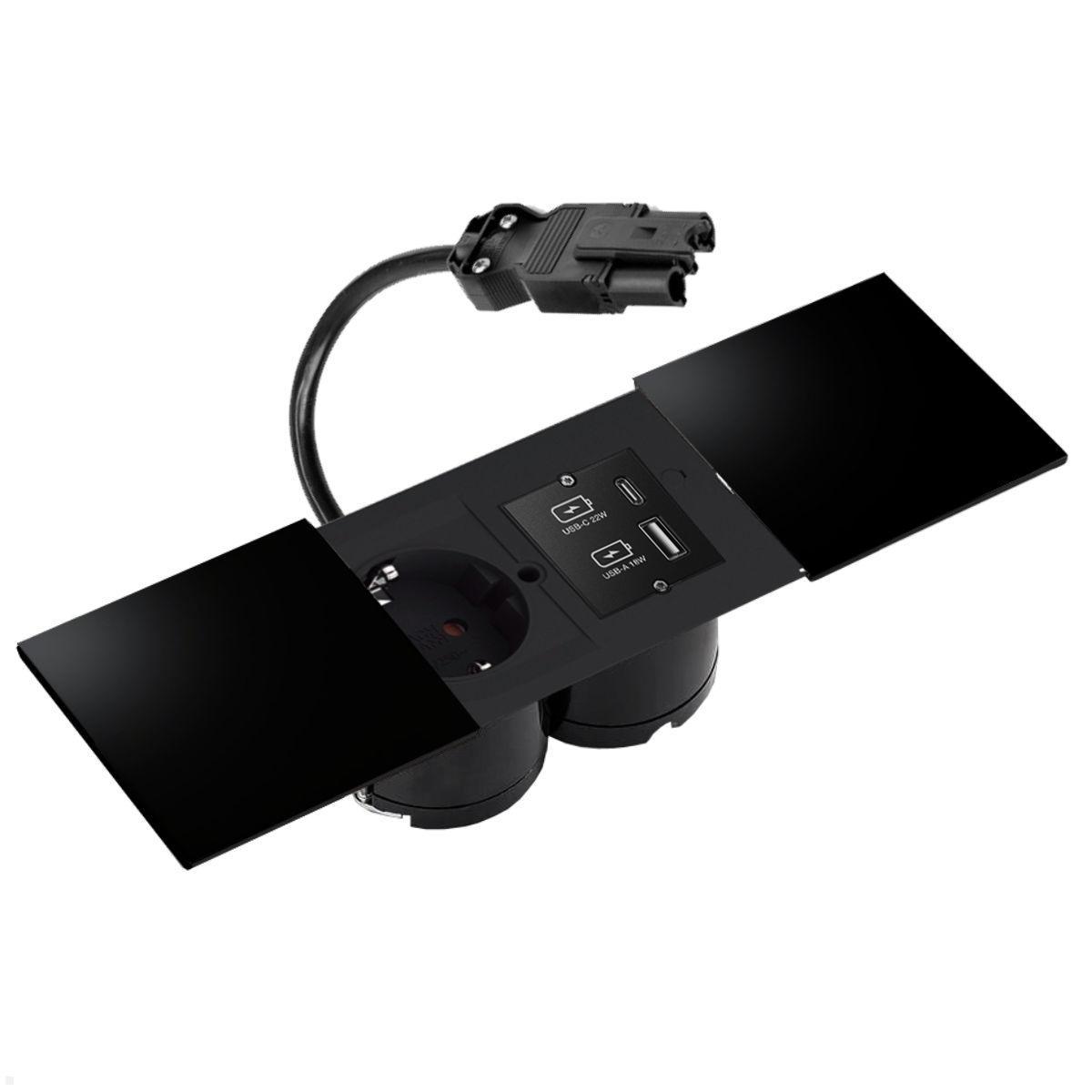 Bachmann DUE Steckdose, USB-Charger A/C, Deckel, schwarz (929.227DB) Bachmann DUE Steckdose, USB-Charger A/C, Deckel, schwarz (929.227DB)