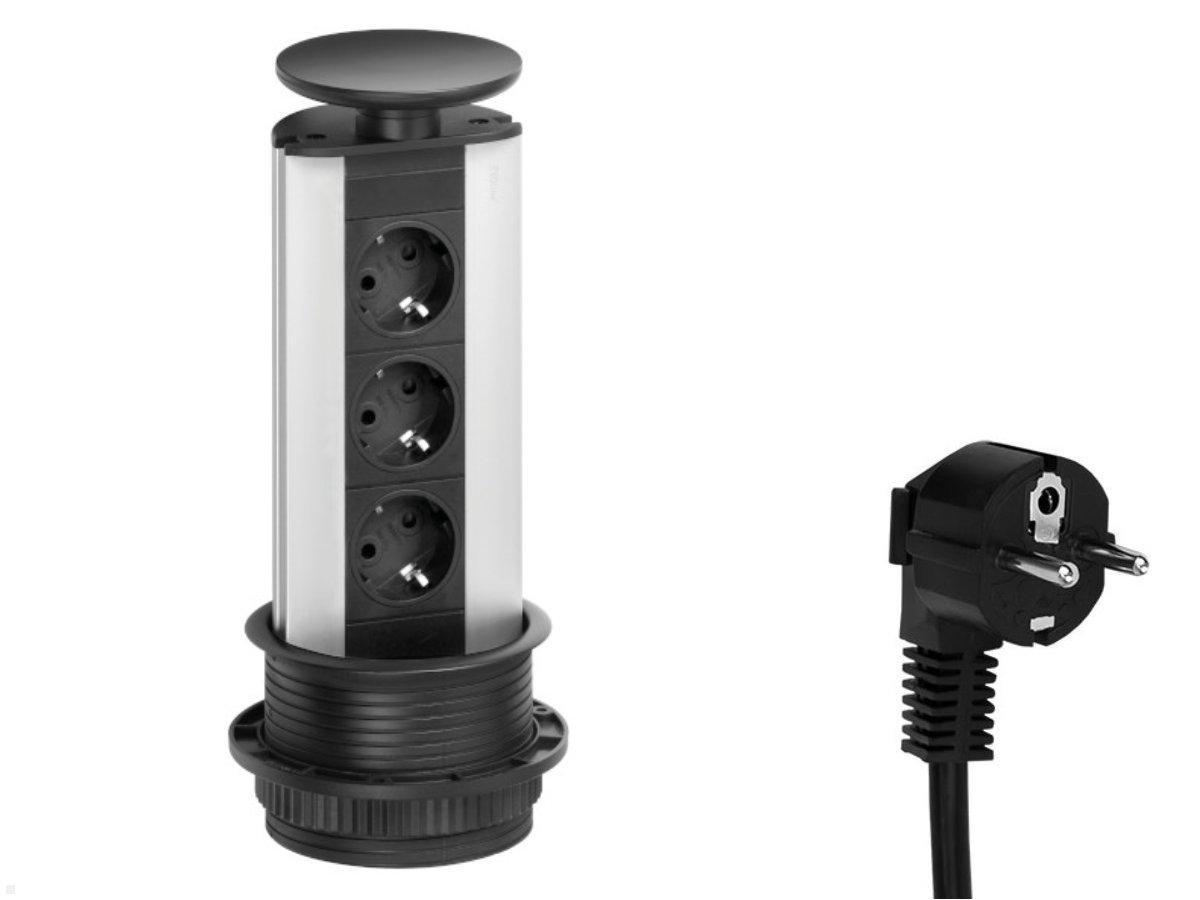 EVOline Port dreifache Steckdose, silber/schwarz Stecker EVOline Port dreifache Steckdose, silber/schwarz Stecker