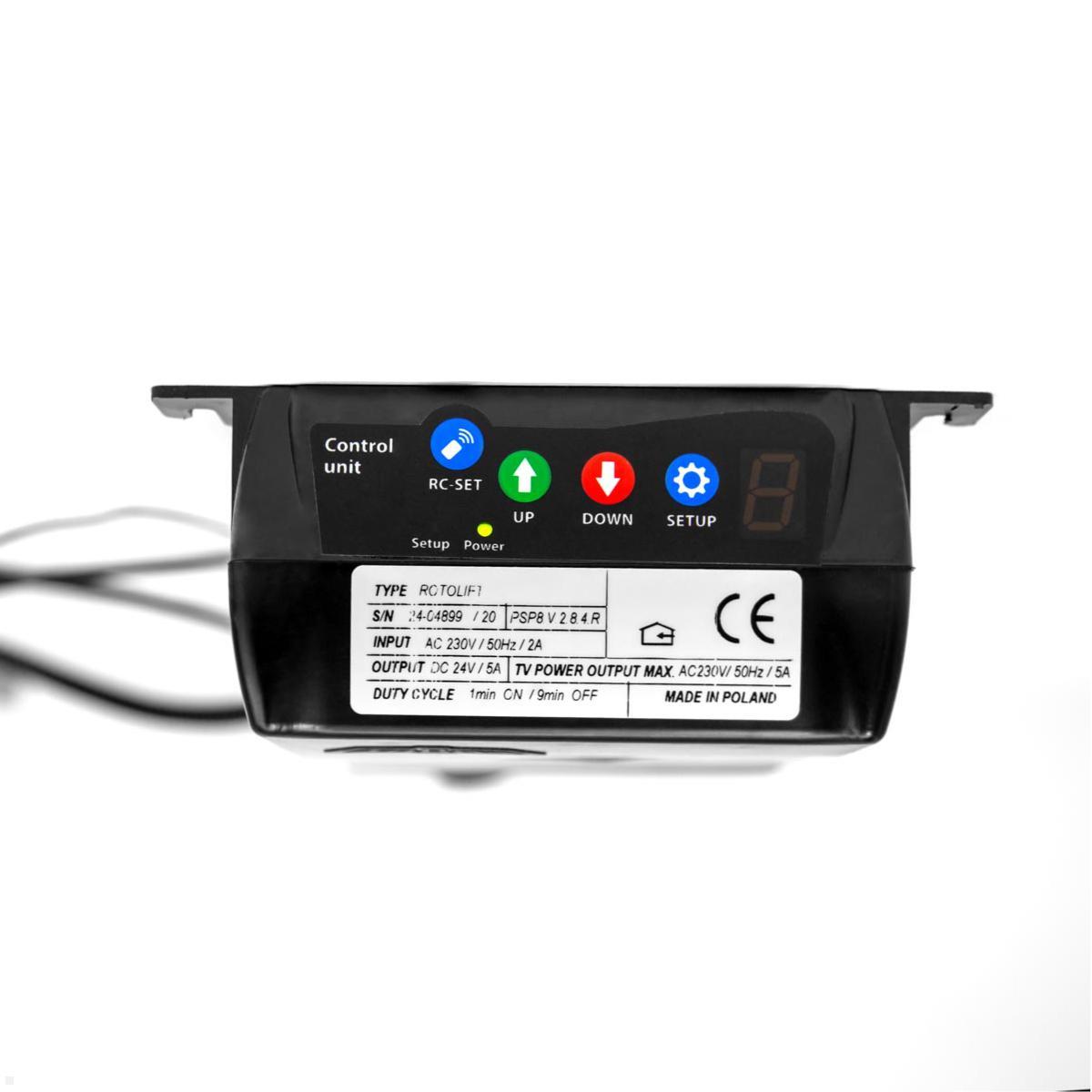 MonLines MLS012B TV Lift schwenkbar bis 75 Zoll, 967 mm Einbau, 1045 mm Hub, Controller MonLines MLS012B TV Lift schwenkbar bis 75 Zoll, 967 mm Einbau, 1045 mm Hub, Controller