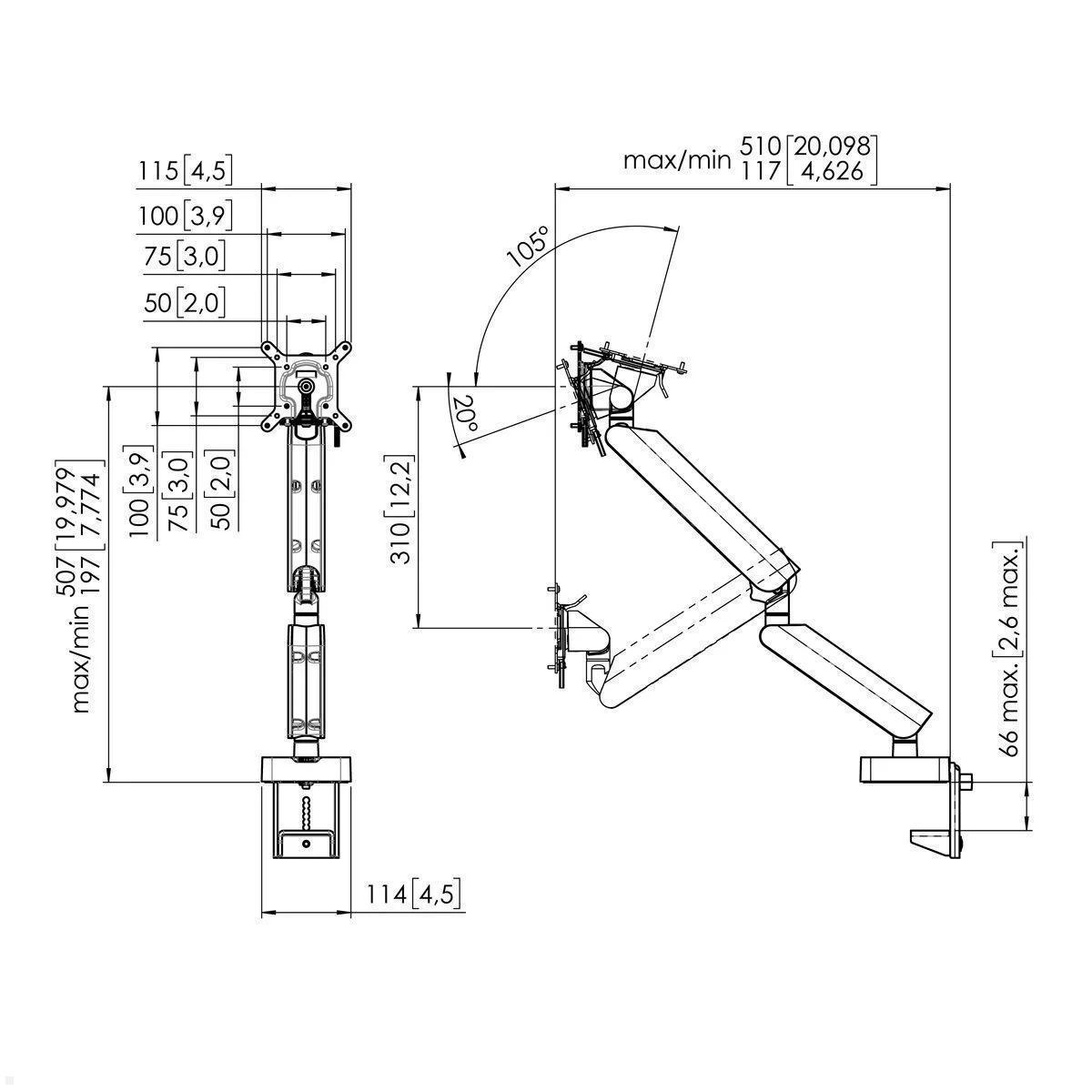 Vogels Motion Plus MOMO 4138W Monitor Tischhalterung schwenkbar, weiß, dynamischer Monitorarm mit 3 Drehpunkten