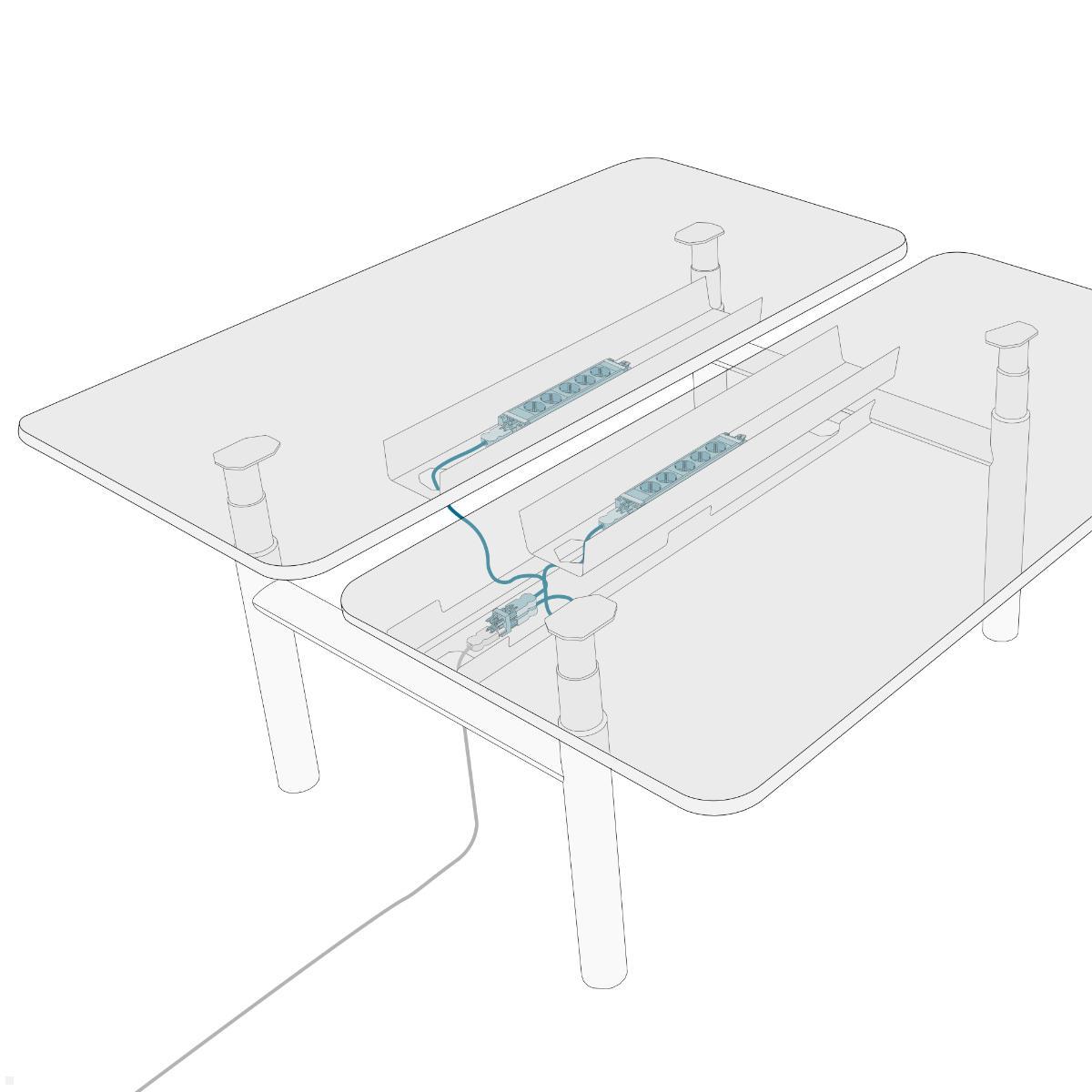 Dataflex Power Powerbar Set 2x 5-fach Steckdosenleiste (28.923), schwarz Anwendungsbeispiel