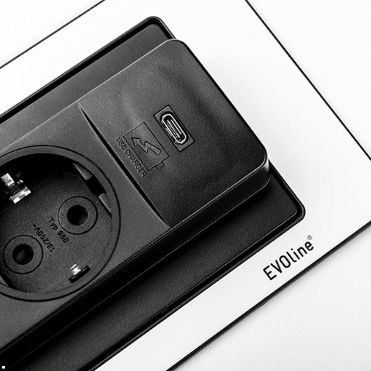 EVOLine BackFlip Cuisine 2x Steckdose mit USB-C Charger