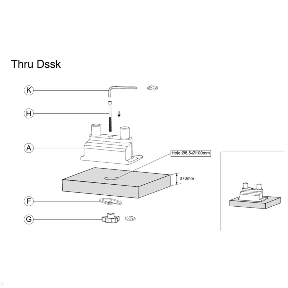 Fellowes Chicago Zubehör Durchtischbefestigung (100136992), Montage