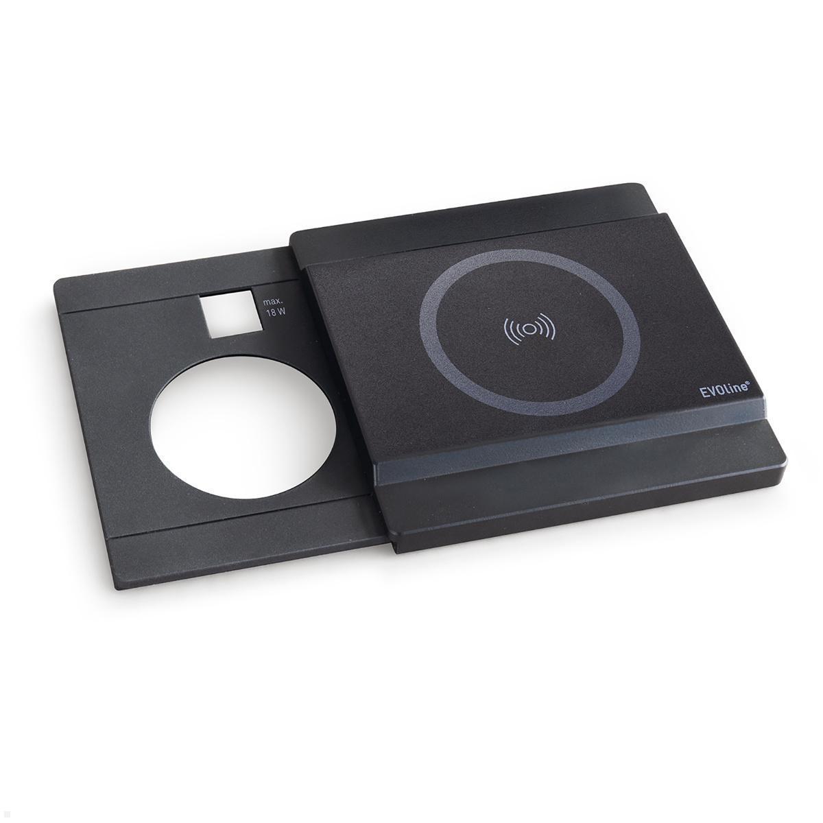 EVOline Schiebedeckel mit magnetischer Qi Ladefunktion für Circle80 USB 18W, schwarz