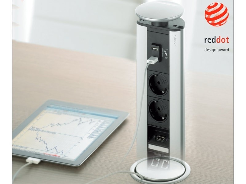 EVOline Port dreifache Steckdose, silber/schwarz Stromversorgung Tisch EVOline Port dreifache Steckdose, silber/schwarz Stromversorgung Tisch