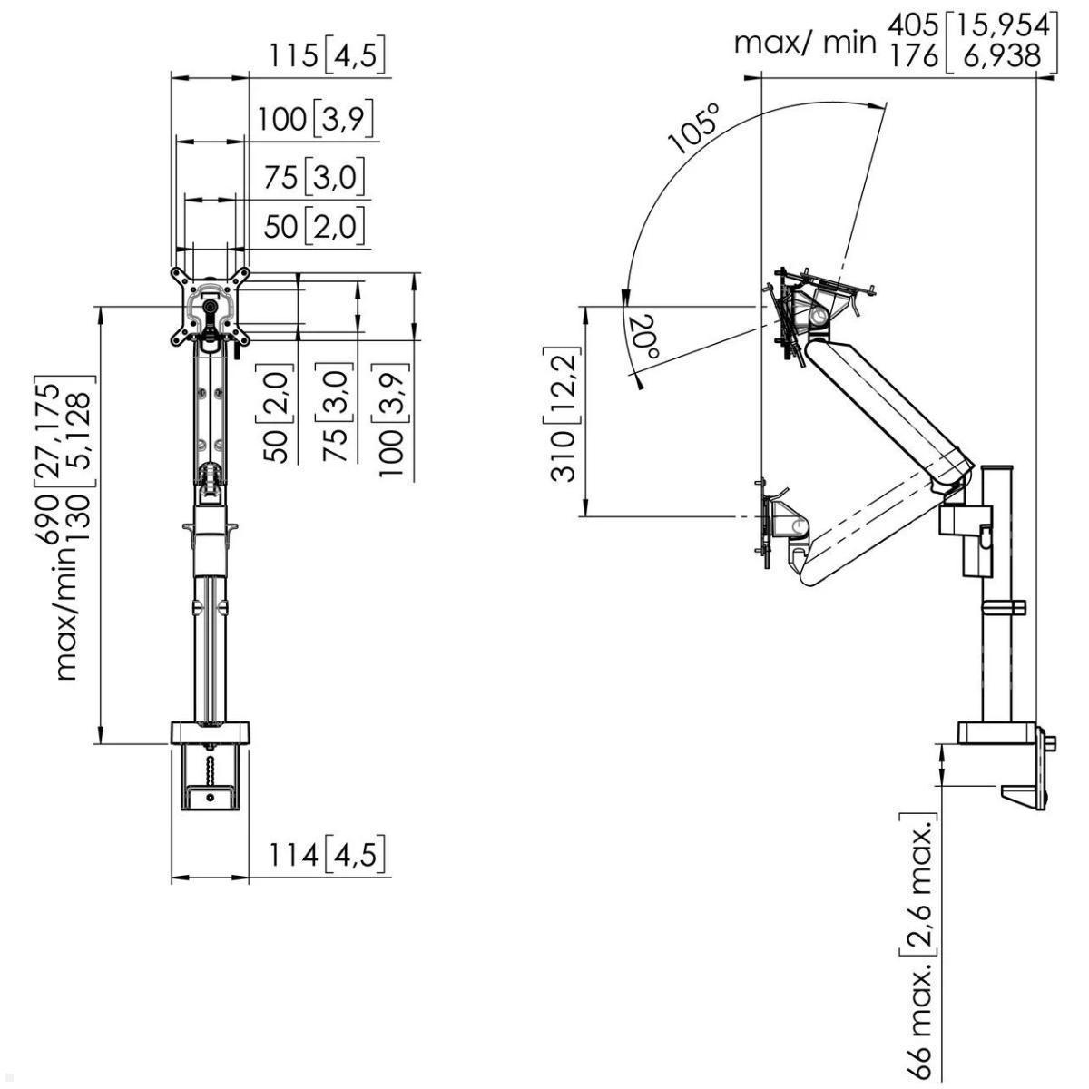 Vogels Motion Plus MOMO 4127B Monitor Tischhalterung neigbar, schwarz, dynamischer Bildschirmarm schwarz