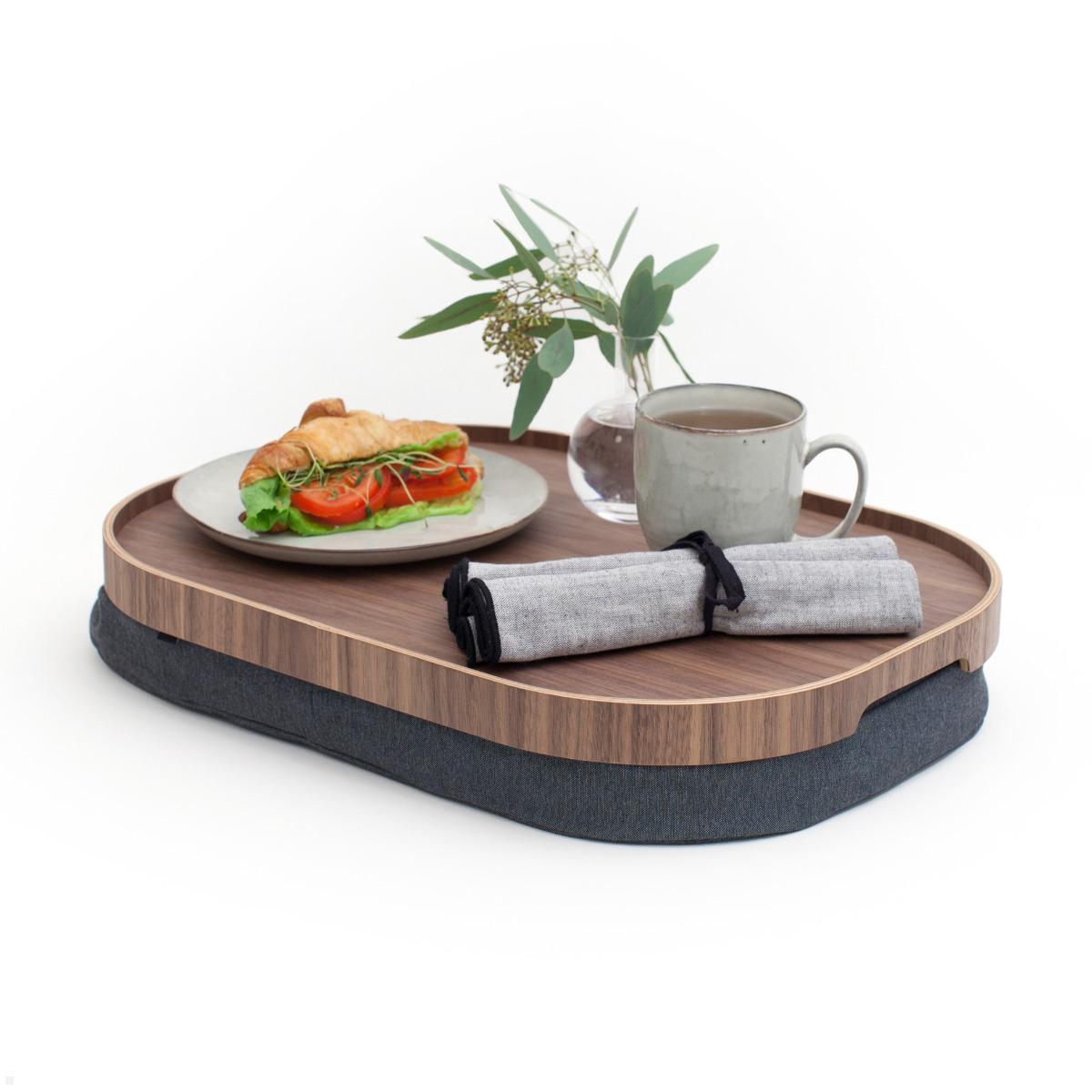 Bosign CurveLine™ Large Laptop Knietablett Laptray Rutschfest, Walnussholz, Servietablett