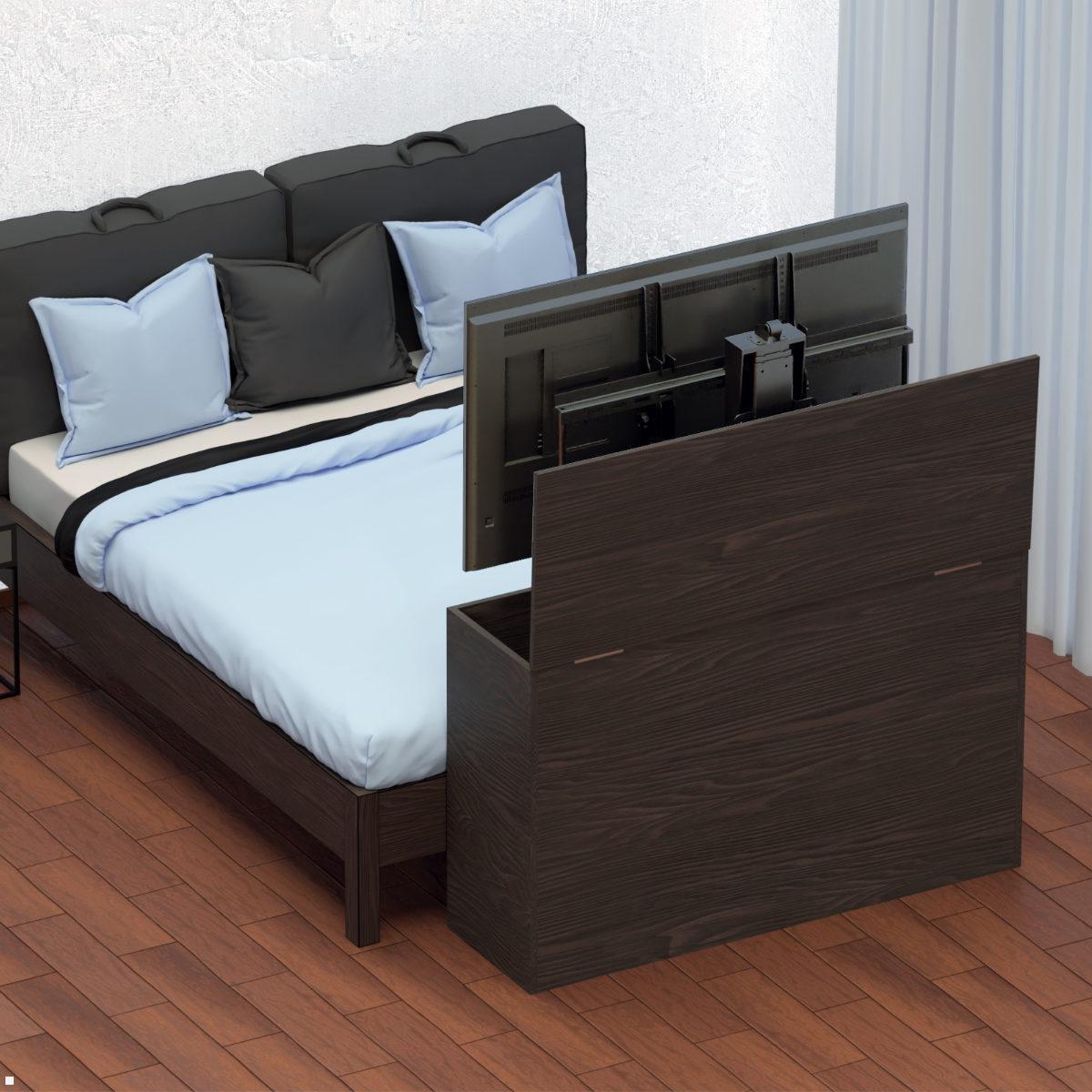 MonLines MLS040B Einbau TV Lift bis 80 kg, 860-1860 mm Hub, schwarz, Anwendung im Schlafzimmer