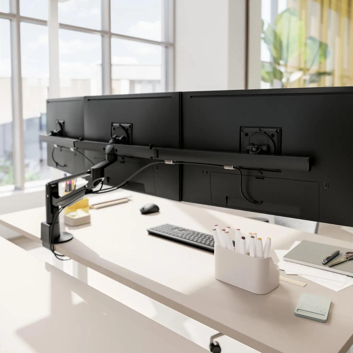 Novus Clu Plus X3 C Monitorhalterung für 3 Monitore (993+2118+000), schwarz, Monitorarm 3 Monitore schwarz