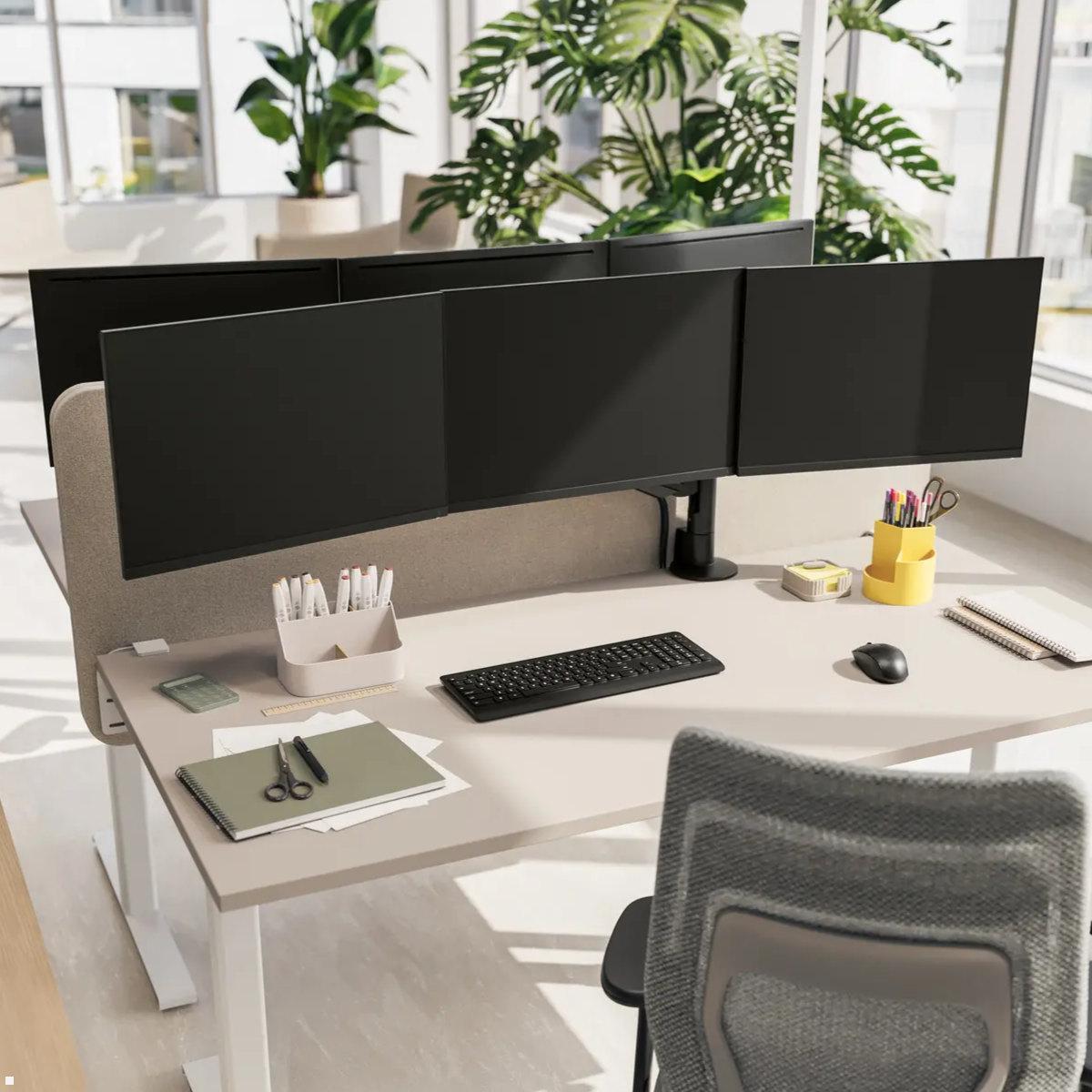 Novus Clu Plus X3 C Monitorhalterung für 3 Monitore (993+2118+000), schwarz, Monitorhalterung 3 Monitore