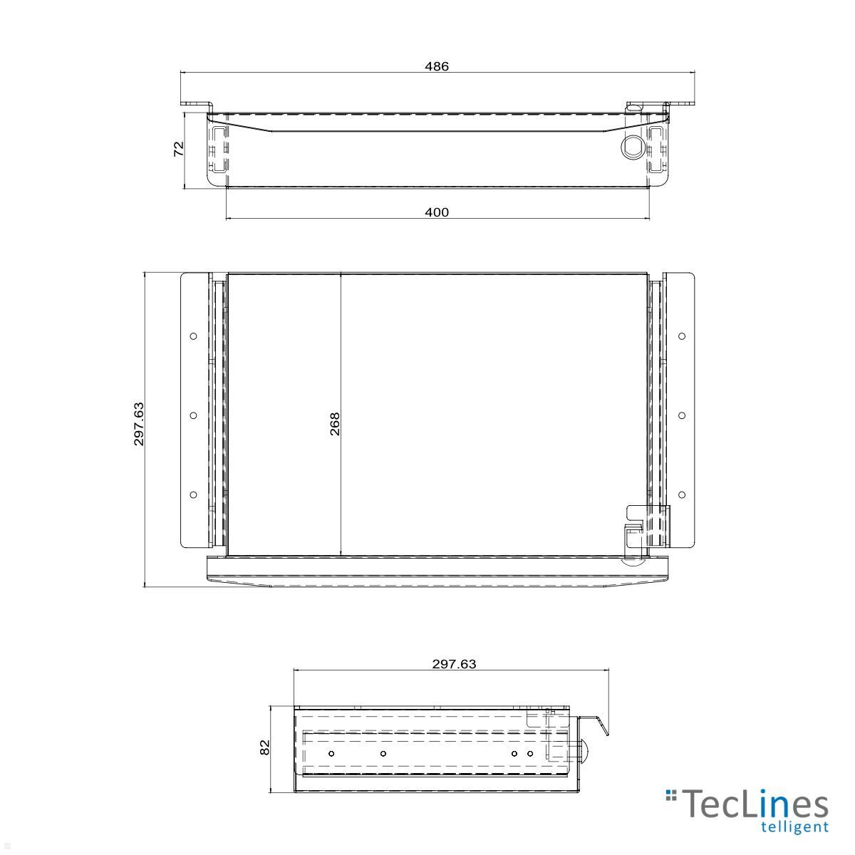 TecLines TUS018B ausziehbare Unterbau Schublade, abschließbar, schwarz technische Zeichnung TecLines TUS018B ausziehbare Unterbau Schublade, abschließbar, schwarz technische Zeichnung